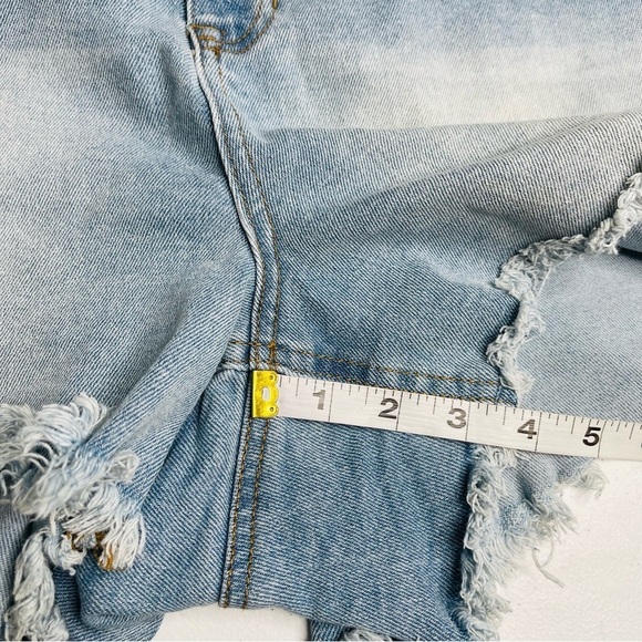 Vanilla‎ Star High Rise Shortie Shorts Womens Plus Size 24 Blue Light Wash - Picture 10 of 11